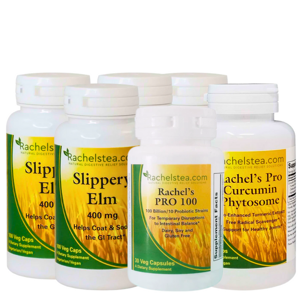 4 Slippery Elm, 1 Rachel's Pro Turmeric Blend & 1 Rachel's PRO 100