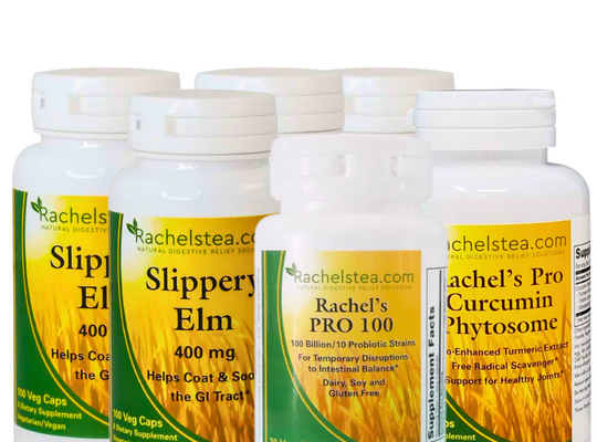 4 Slippery Elm, 1 Rachel's Pro Turmeric Blend &  1 Rachel's PRO 100