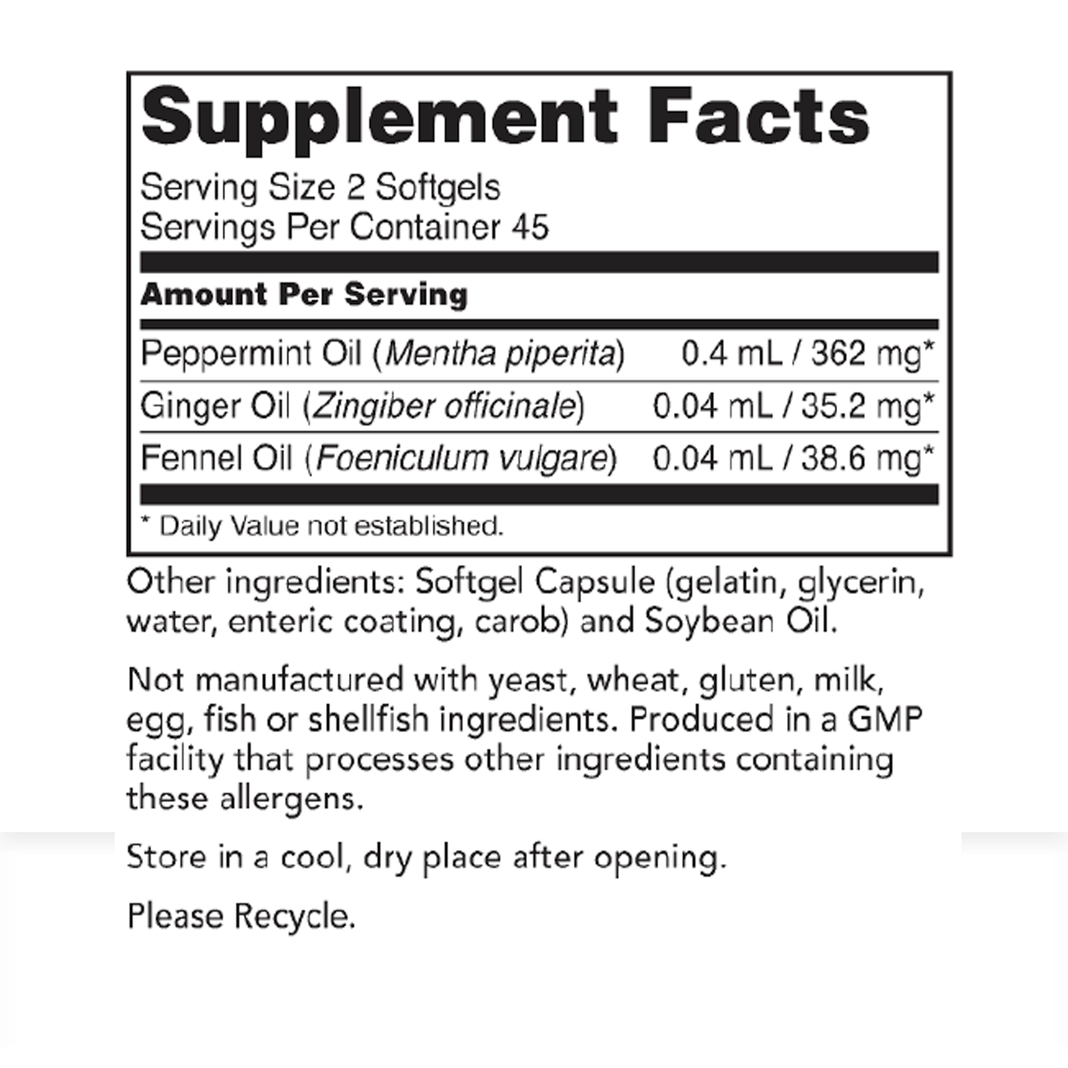 peppermint supplement facts